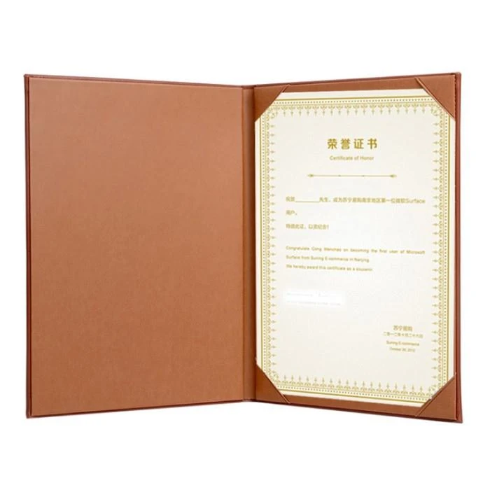 Hardcover PU Leather Certificate Holder Hardcover PU Leather Certificate Holder