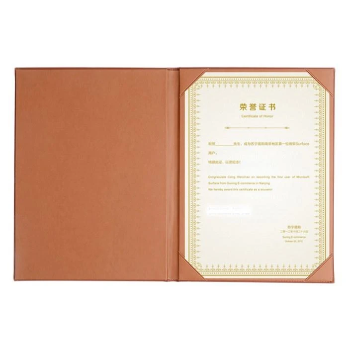 Hardcover PU Leather Certificate Holder Hardcover PU Leather Certificate Holder